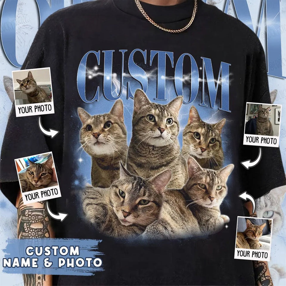 Custom Pet Portrait T-Shirt, Retro 90s Graphic Tee