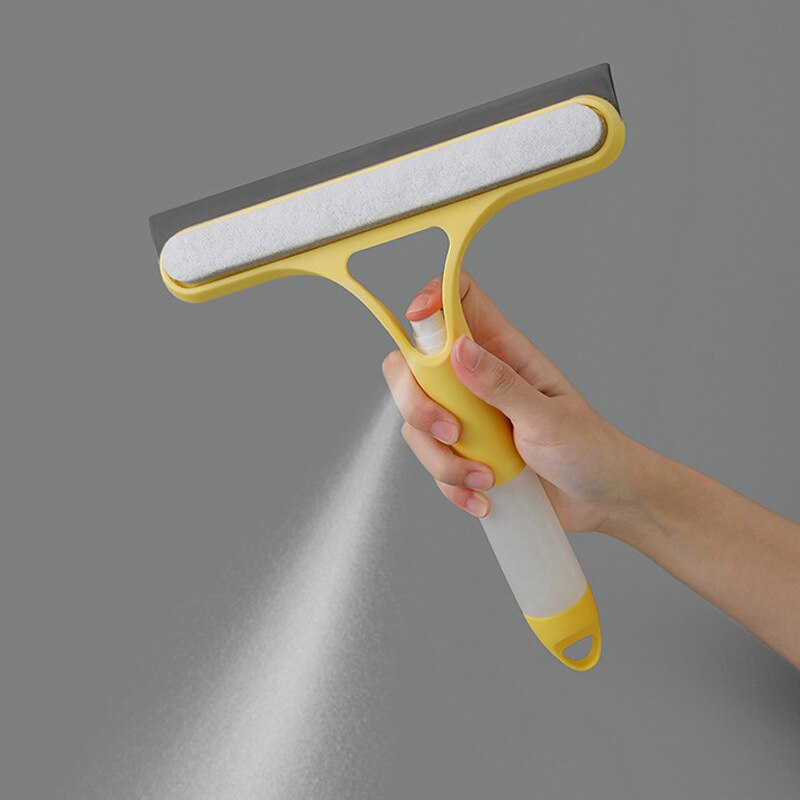 3 In 1 Window Glass Cleaning Brush Spray Glass Cleaner Bathroom Scraper Double-sided Sponge Brush Household Accessories