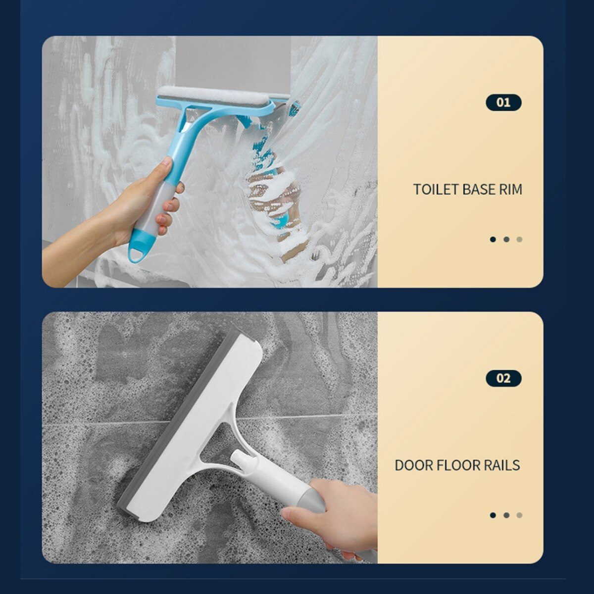 3 In 1 Window Glass Cleaning Brush Spray Glass Cleaner Bathroom Scraper Double-sided Sponge Brush Household Accessories