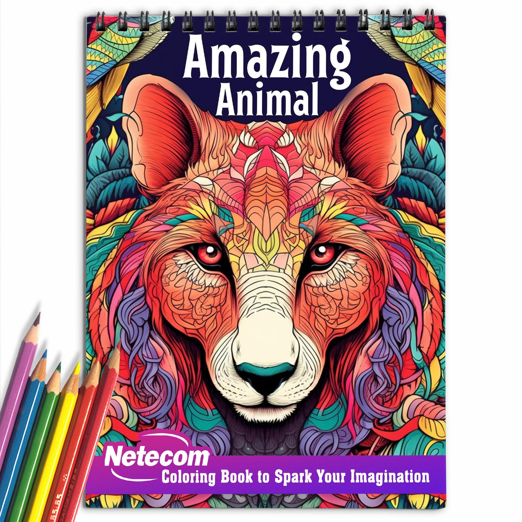 Amazing Animal Spiral Bound Coloring Book: Immerse Yourself in 30 Captivating Coloring Pages, Unveiling the Beauty and Charm of Animals in a Natural Realm