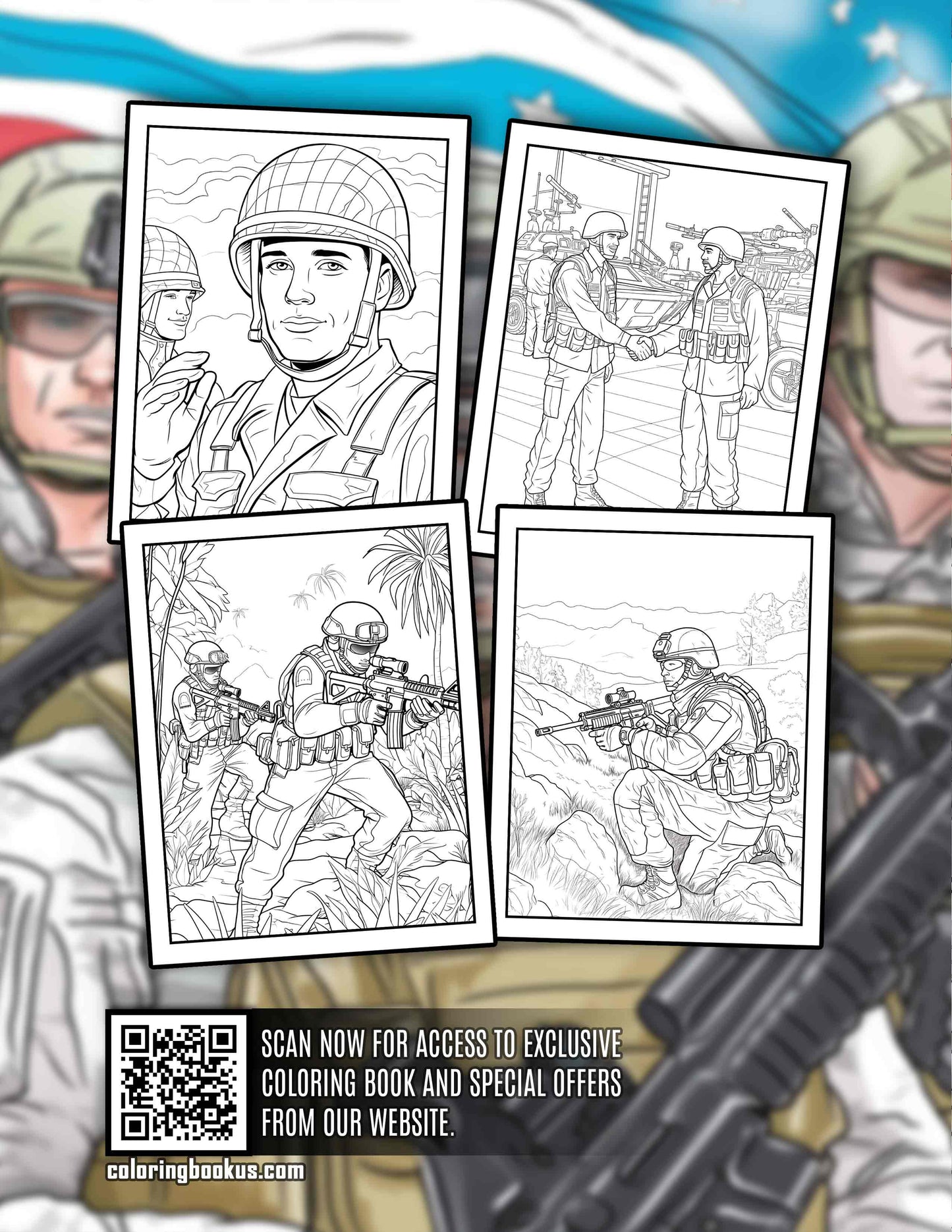 American Soldier 30 Pages Printable Coloring Book