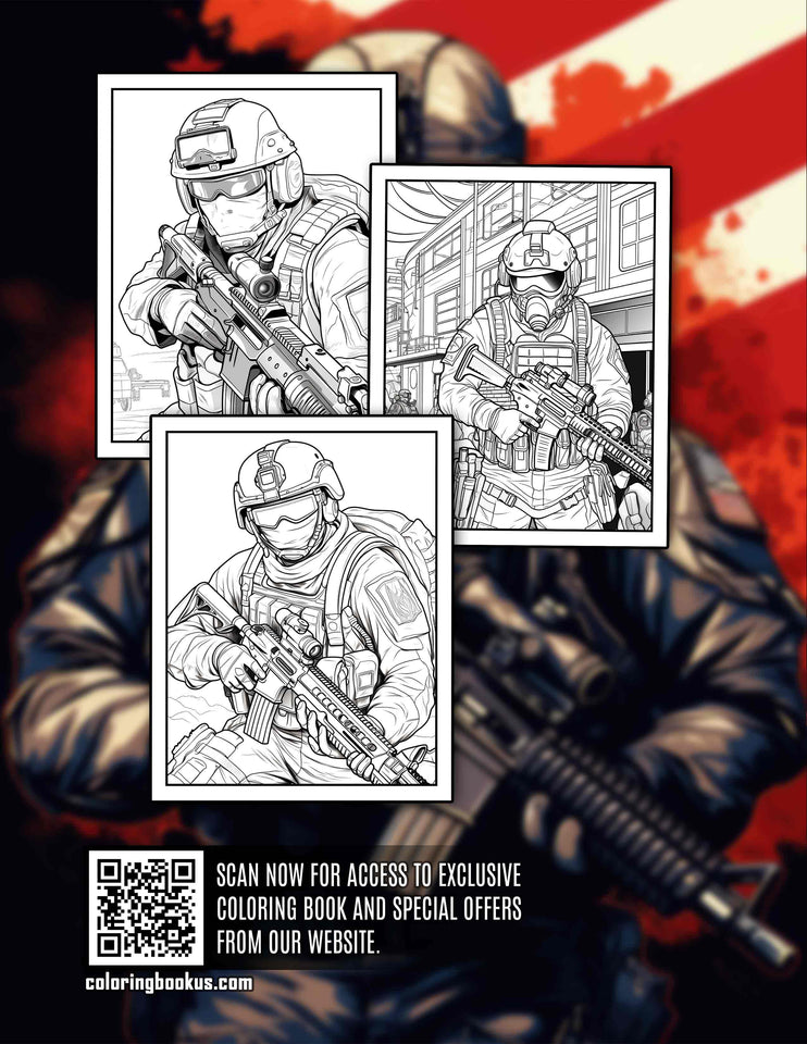 American Soldier 30 Pages Printable Coloring Book