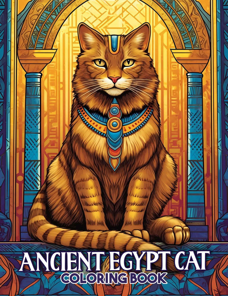 Ancient Egypt Cat 30 Pages Printable Coloring Book