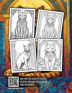 Ancient Egypt Cat 30 Pages Printable Coloring Book