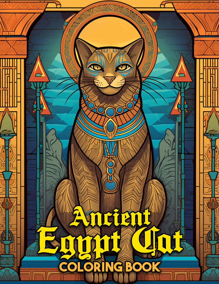 Ancient Egypt Cat 30 Pages Printable Coloring Book