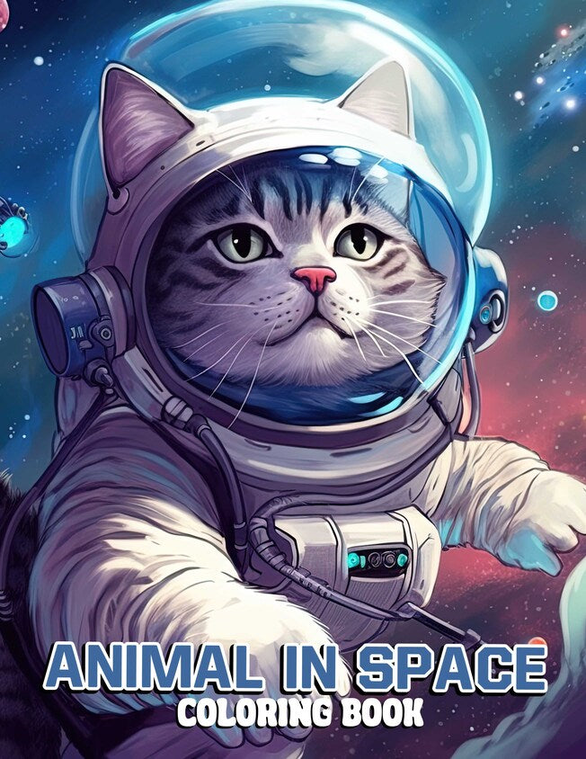 Animal In Space 30 Pages Printable Coloring Book