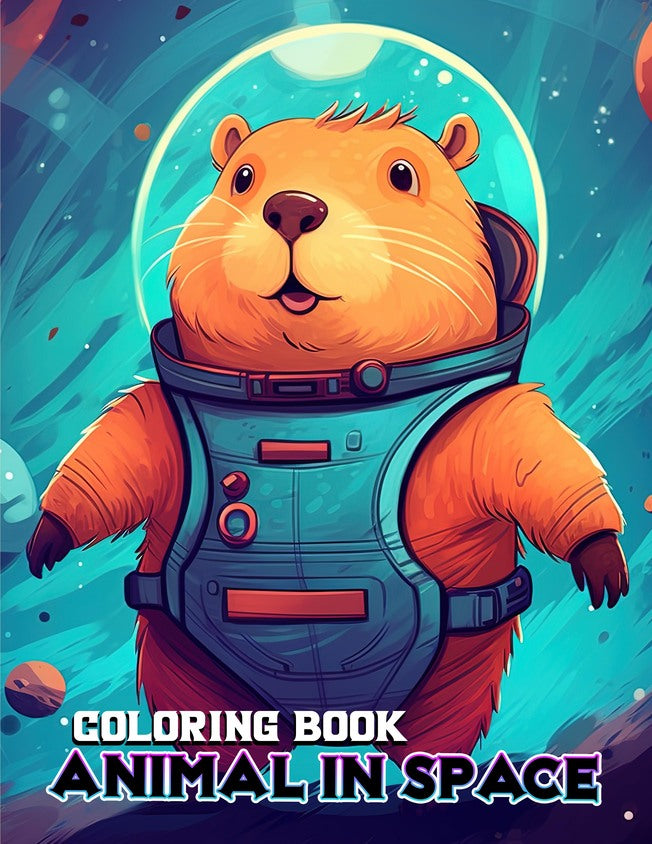 Animal In Space 30 Pages Printable Coloring Book