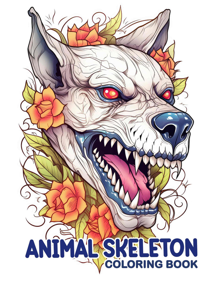 Animal Skeleton 30 Pages Printable Coloring Book