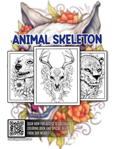 Animal Skeleton 30 Pages Printable Coloring Book