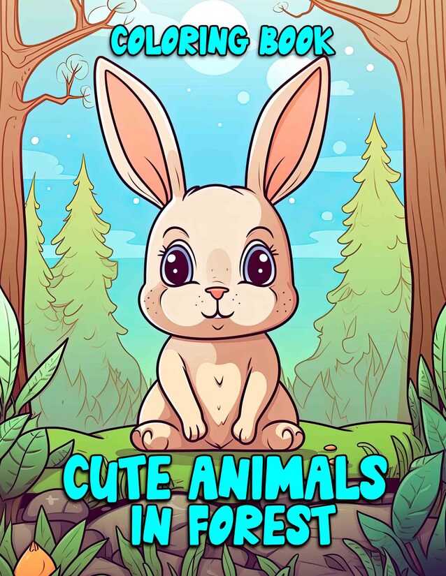 Cute Animals in forest 30 Pages Printable Coloring Book