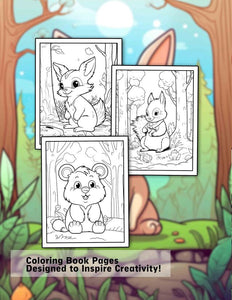 Cute Animals in forest 30 Pages Printable Coloring Book