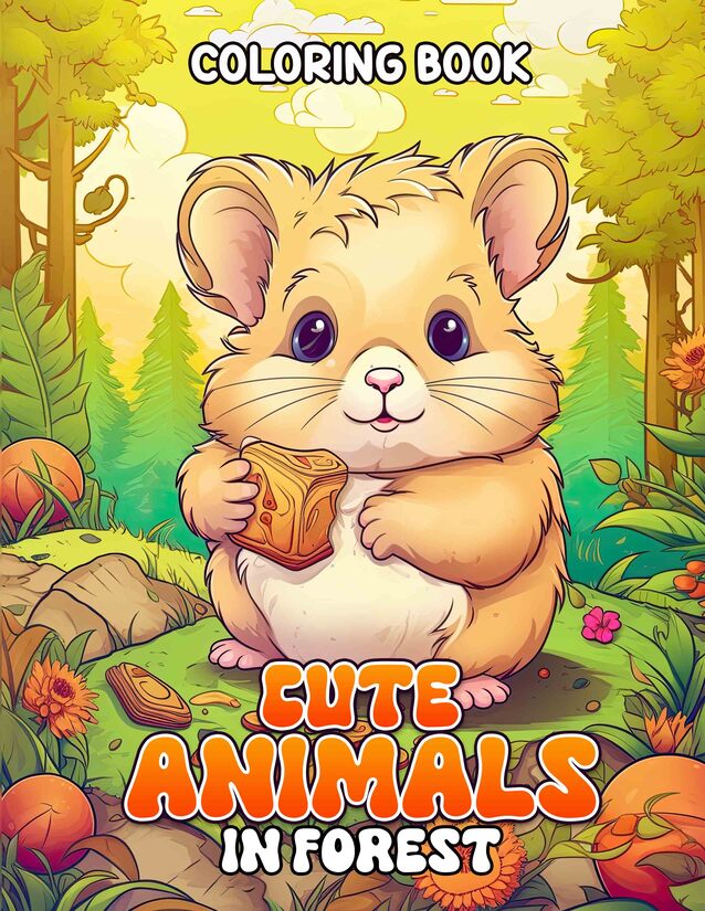 Cute Animals in forest 30 Pages Printable Coloring Book