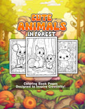 Cute Animals in forest 30 Pages Printable Coloring Book