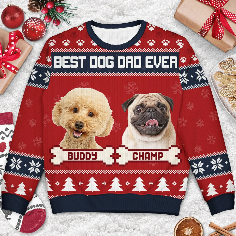 Custom Photo Feliz Navidog - Christmas Gift For Dog Lovers Cat Personalized Unisex Ugly Sweater