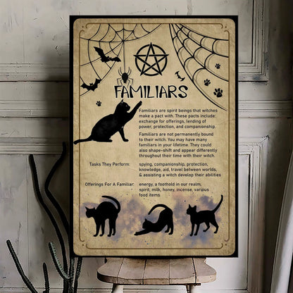 Witch Familiars Wall Art, Black Cat Halloween Canvas | Azhobbyshop
