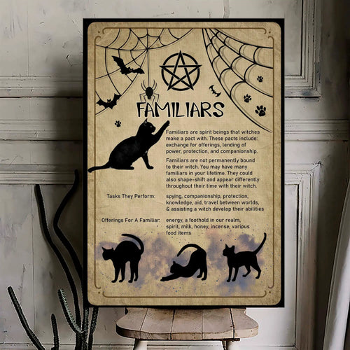 Witch Familiars Wall Art, Black Cat Halloween Canvas | Azhobbyshop