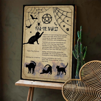 Witch Familiars Wall Art, Black Cat Halloween Canvas | Azhobbyshop
