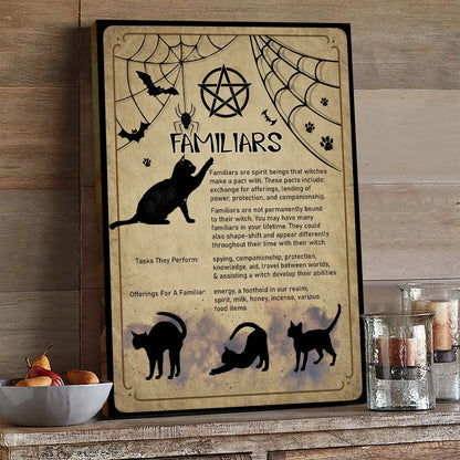 Witch Familiars Wall Art, Black Cat Halloween Canvas | Azhobbyshop