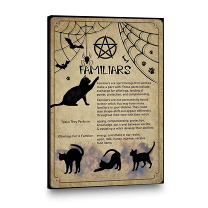 Witch Familiars Wall Art, Black Cat Halloween Canvas | Azhobbyshop