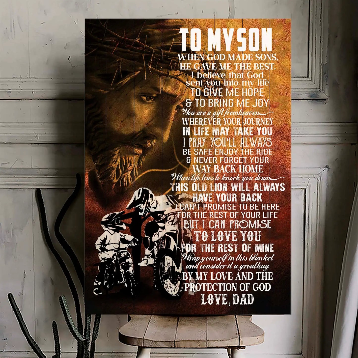 To My Son Canvas from Dad, Lion Wall Art | Azhobbyshop