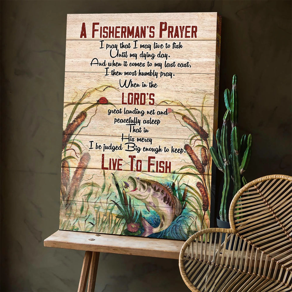 Fisherman’s Prayer Wall Art, Rustic Fishing Canvas | Azhobbyshop