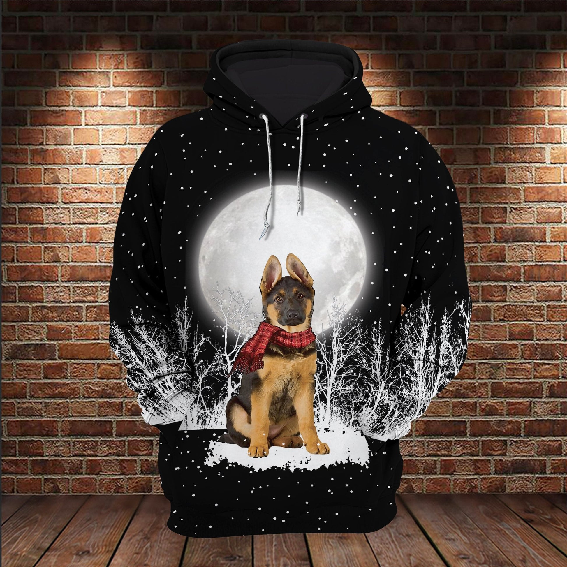 Baby German Shepherd Snow Scarf All Over Gift Print Unisex Hoodie Dog Lover Gifts