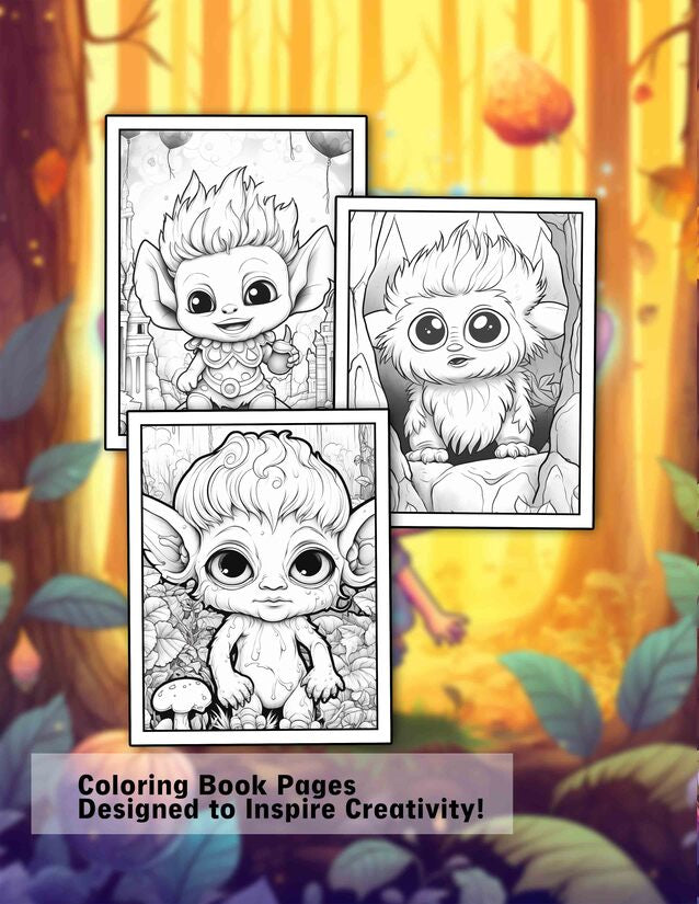 Baby Troll 30 Pages Printable Coloring Book