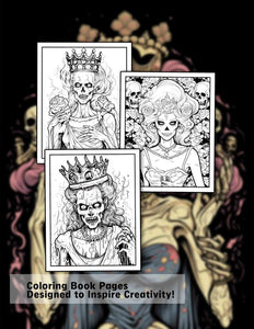 Beautiful Zombie Queen 30 Pages Printable Coloring Book