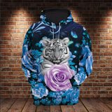Beautifull White Tiger Butterfly All Over Printed Unisex Hoodie