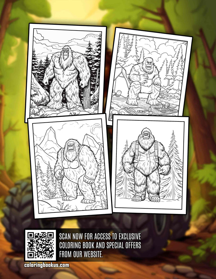 Big Foot 30 Pages Printable Coloring Book