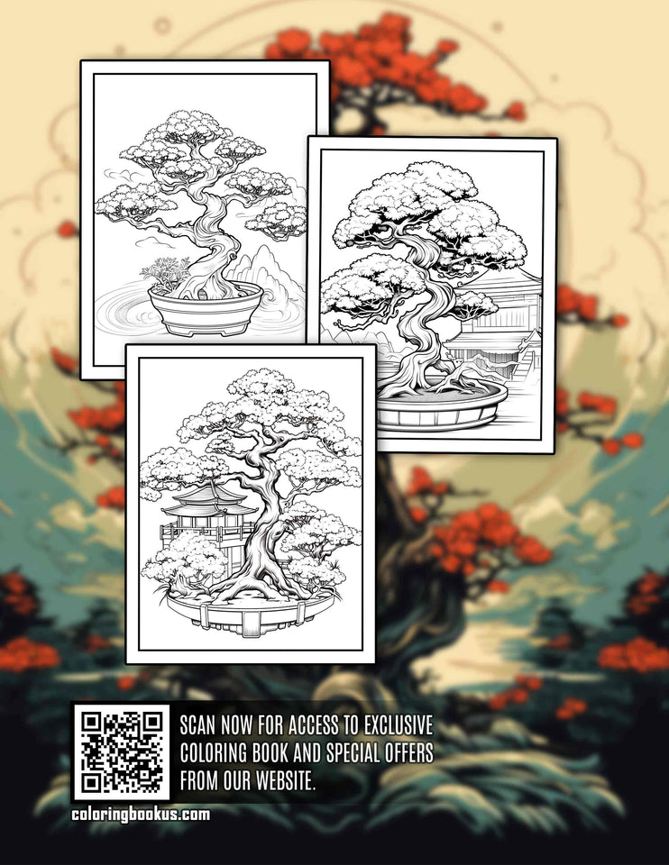 Bonsai 30 Pages Printable Coloring Book