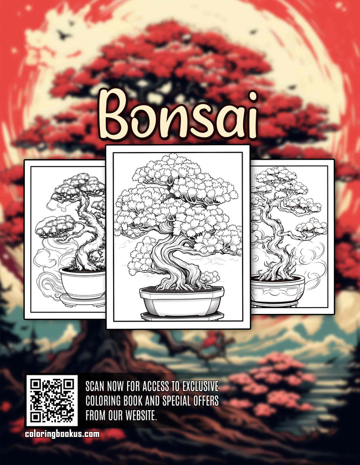 Bonsai 30 Pages Printable Coloring Book