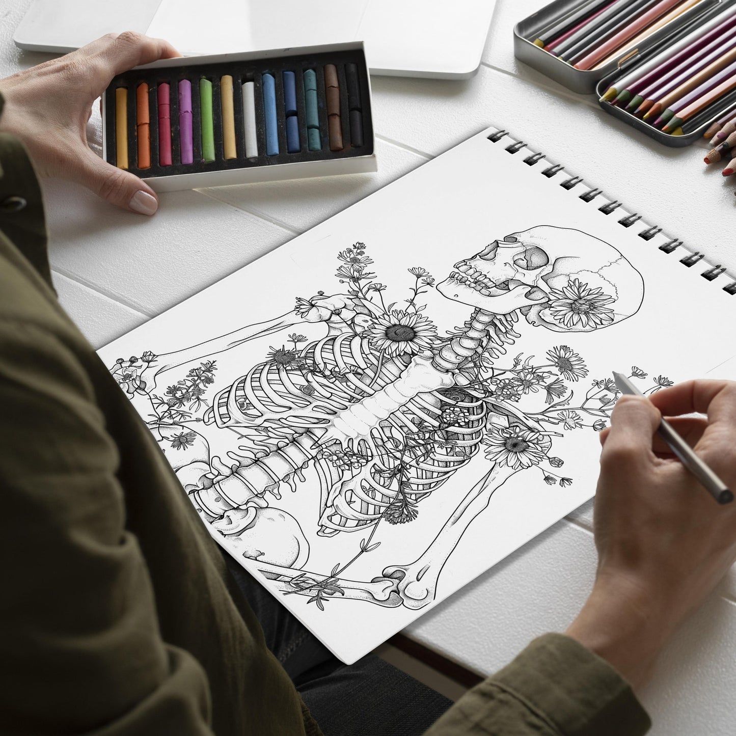 Netecom Botanical Anatomy Coloring Book for Adults, Spiral Bound Edition, Softcover