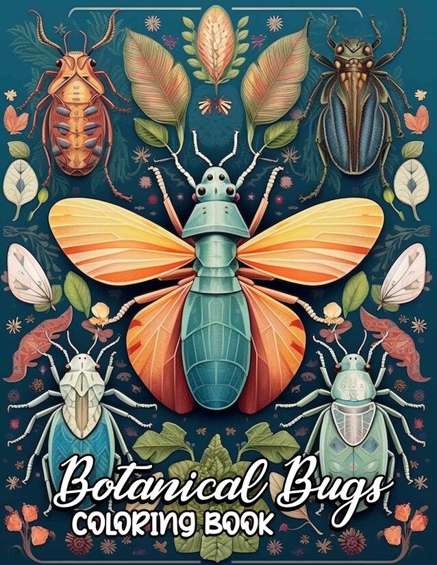 Botanical Bugs 30 Pages Printable Coloring Book