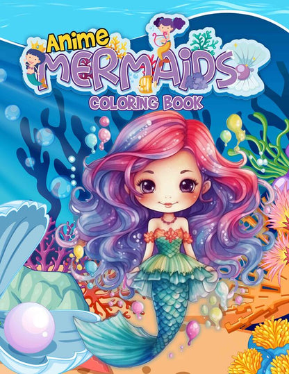 Anime Mermaid 30 Pages Printable Coloring Book