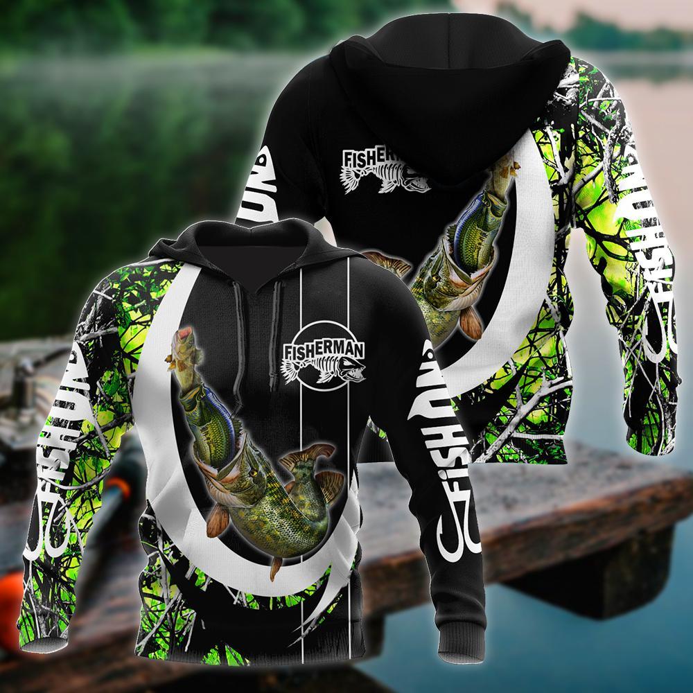 Fishing Gifts The Great Fish Eats The Small Green Camo Hook Unisex Hoodie