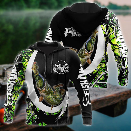 Fishing Gifts The Great Fish Eats The Small Green Camo Hook Unisex Hoodie