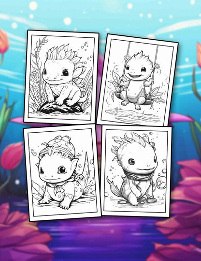 Axolotl 30 Pages Printable Coloring Book