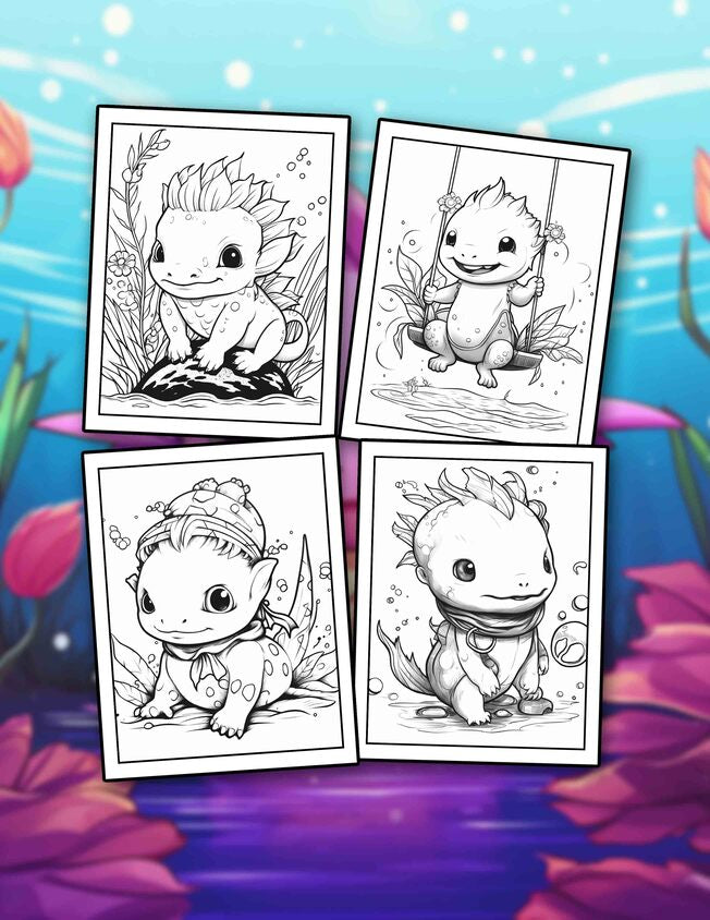 Axolotl 30 Pages Printable Coloring Book