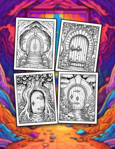 Surrealism Door 30 Pages Printable Coloring Book