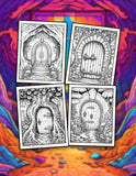 Surrealism Door 30 Pages Printable Coloring Book