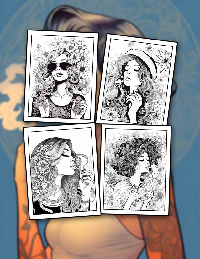 Girl Smoking 30 Pages Printable Coloring Book