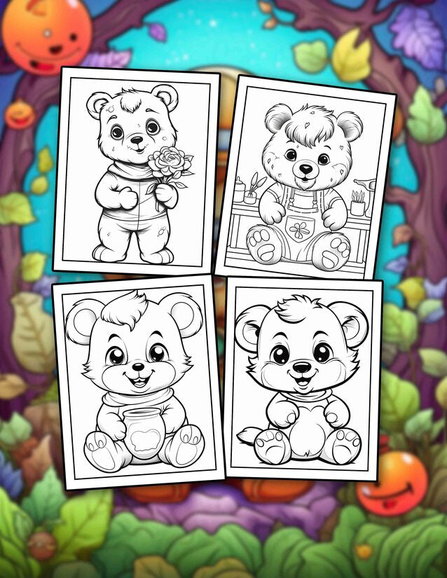 Teddy Bear 30 Pages Printable Coloring Book