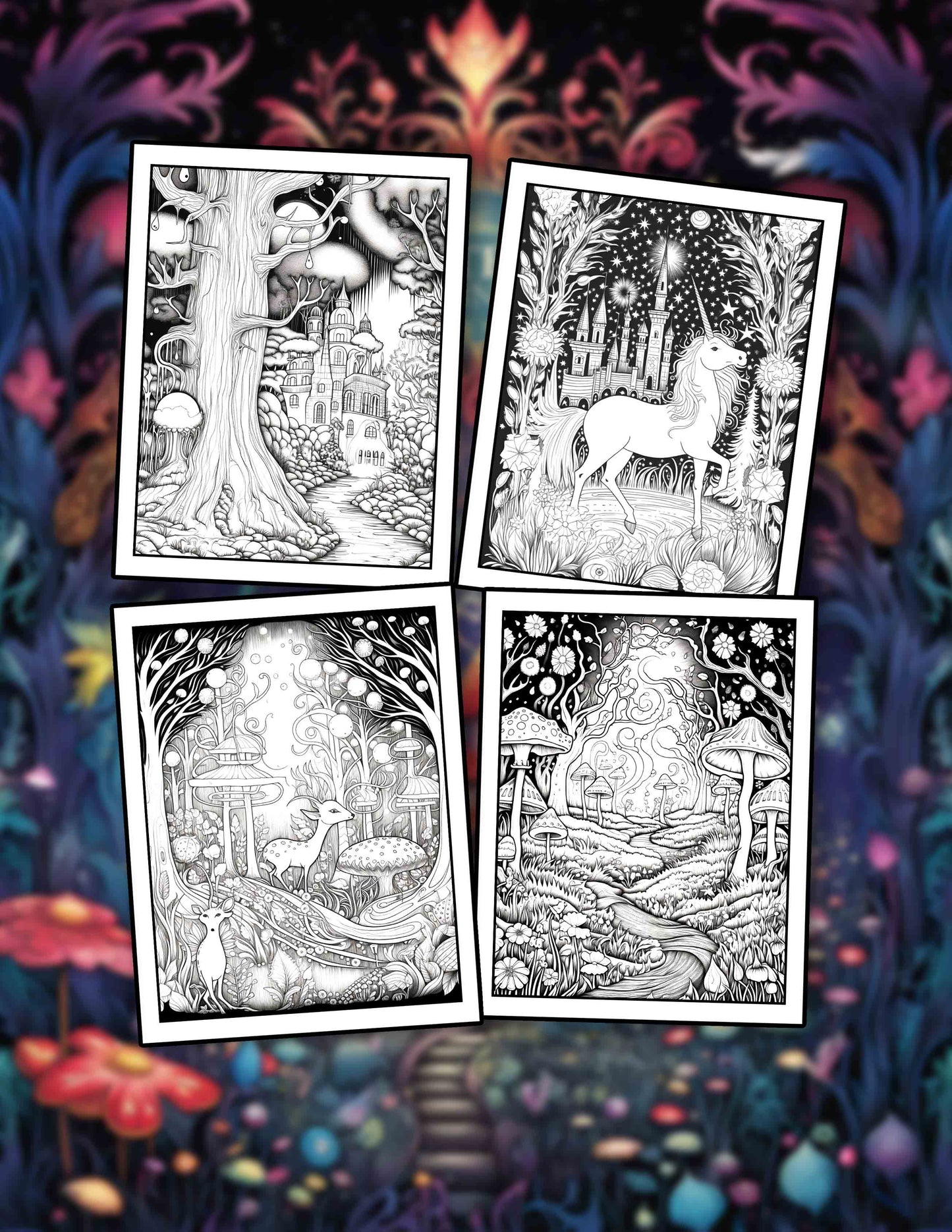 Enchanted Night 30 Pages Printable Coloring Book
