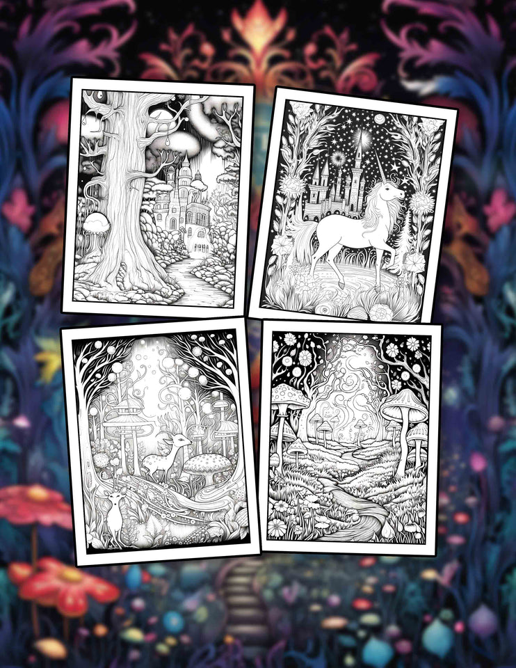 Enchanted Night 30 Pages Printable Coloring Book