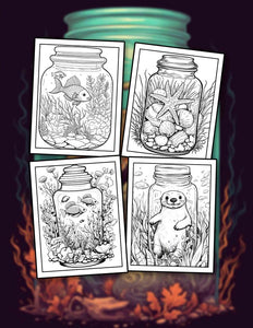 Marine Inside Jar 30 Pages Printable Coloring Book