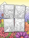 Flower In The Mountain 30 Pages Printable Coloring Book