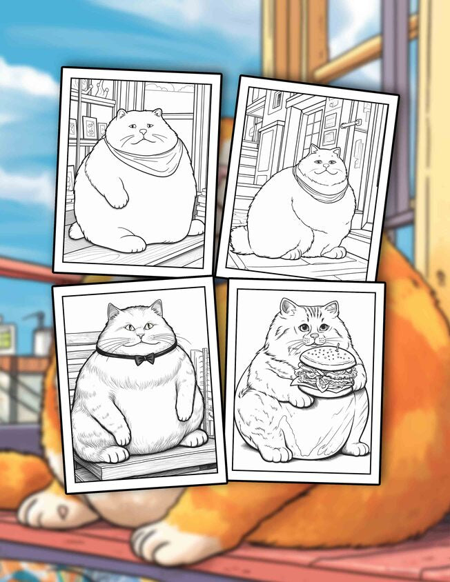 Fat Cat 30 Pages Printable Coloring Book