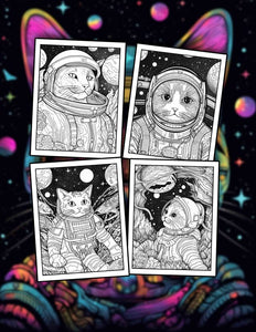 Astronaut Cat 30 Pages Printable Coloring Book