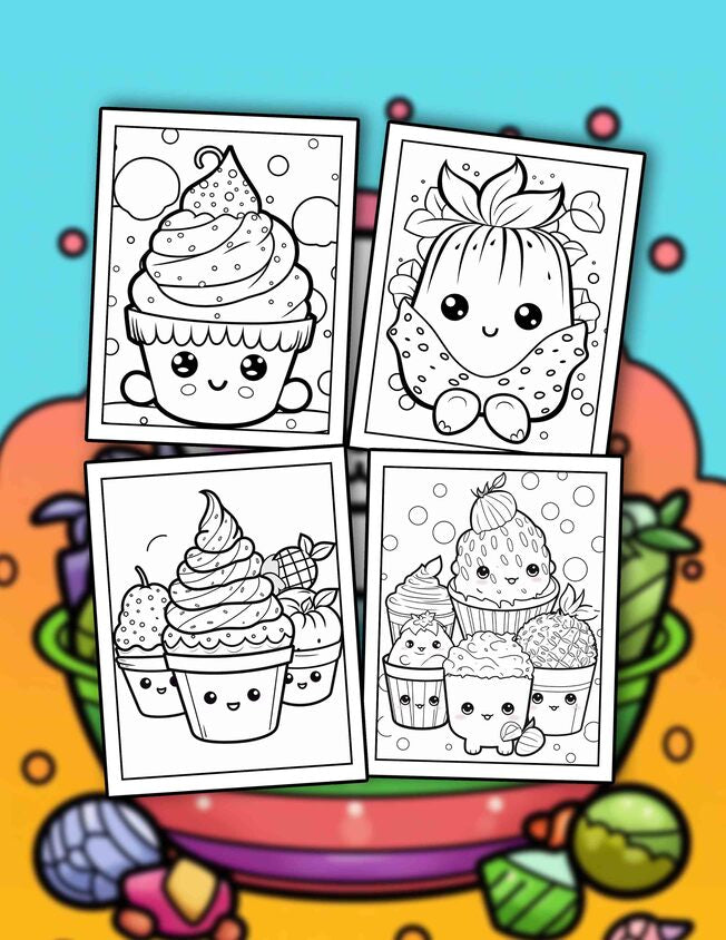 Kawaii Baby Food 30 Pages Printable Coloring Book